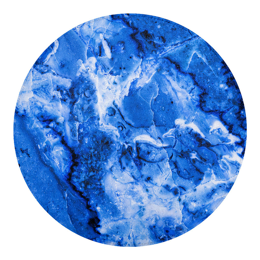 Blue Sapphire Marble Print Round Blanket