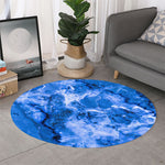 Blue Sapphire Marble Print Round Rug