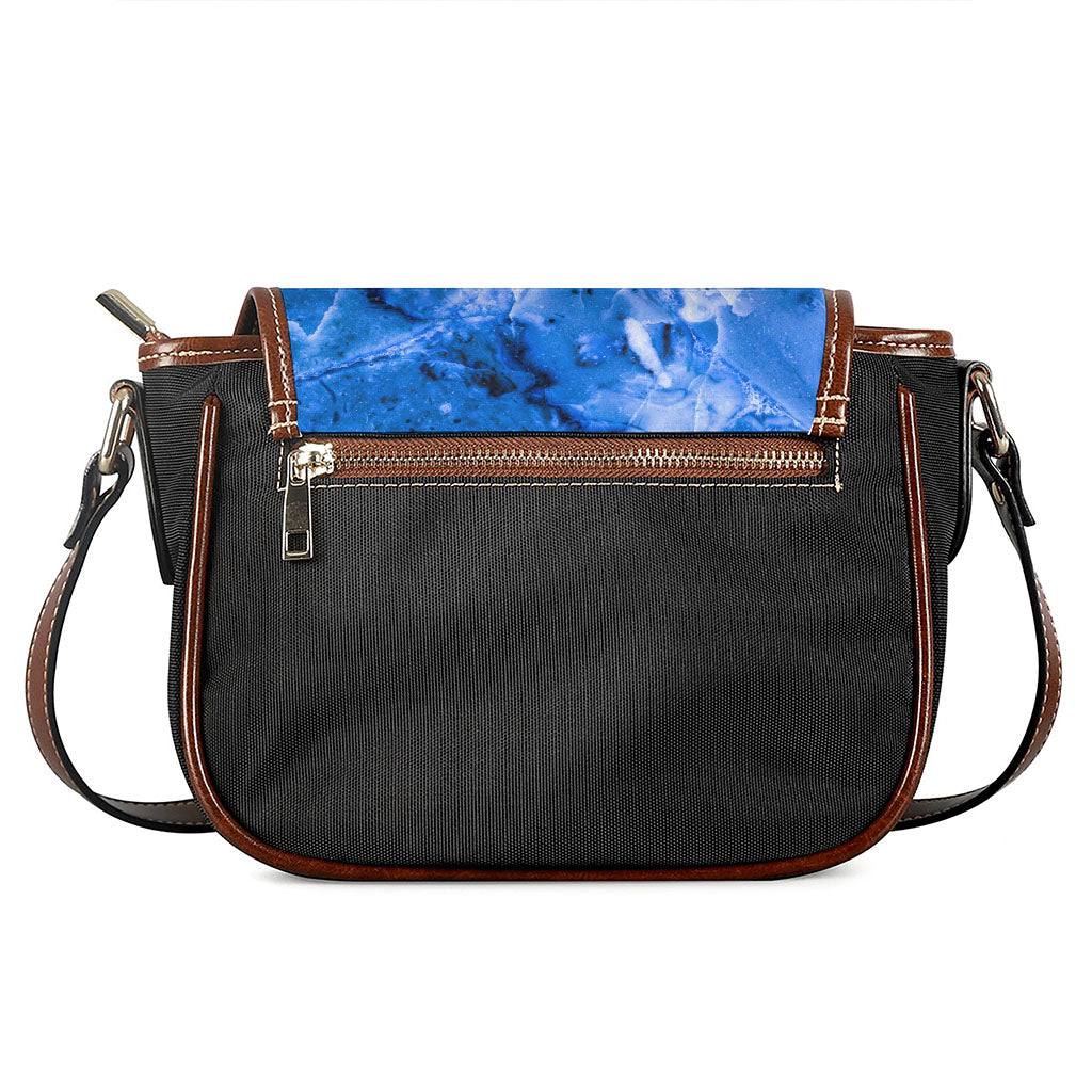 Blue Sapphire Marble Print Saddle Bag