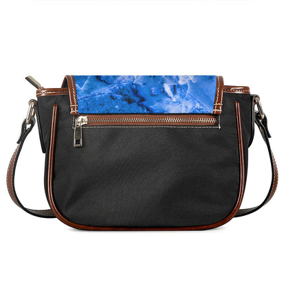 Blue Sapphire Marble Print Saddle Bag