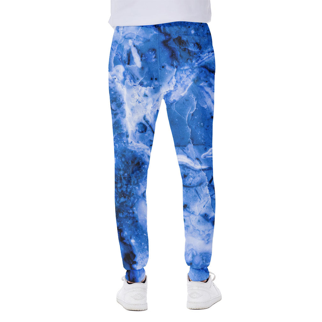 Blue Sapphire Marble Print Scuba Joggers