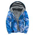 Blue Sapphire Marble Print Sherpa Lined Zip Up Hoodie