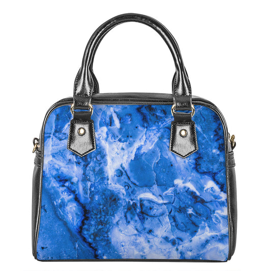 Blue Sapphire Marble Print Shoulder Handbag