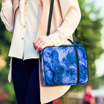 Blue Sapphire Marble Print Shoulder Strap Bible Bag