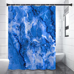 Blue Sapphire Marble Print Shower Curtain