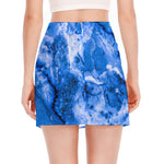 Blue Sapphire Marble Print Side Slit Mini Skirt