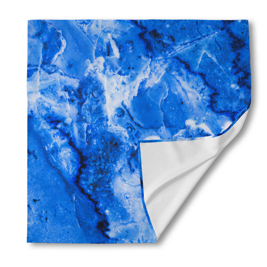 Blue Sapphire Marble Print Silk Bandana
