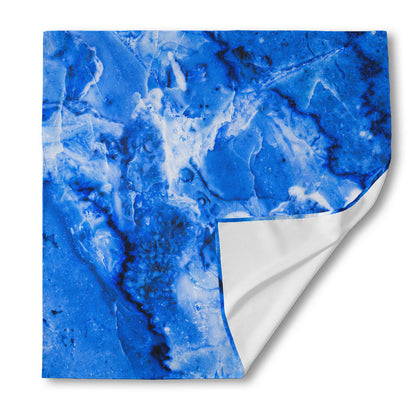 Blue Sapphire Marble Print Silk Bandana