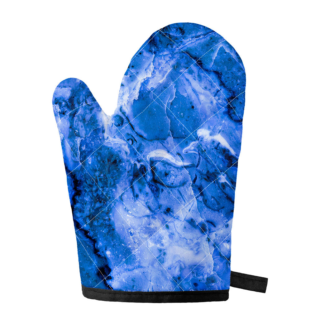 Blue Sapphire Marble Print Single Oven Mitt