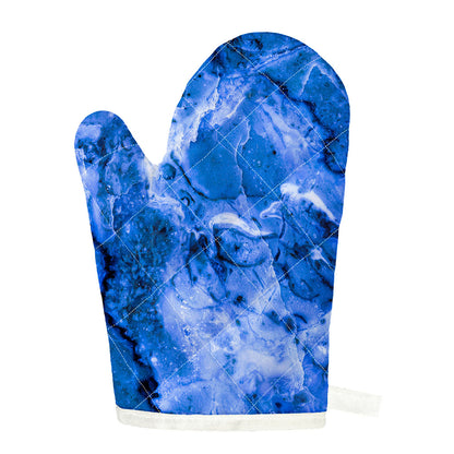 Blue Sapphire Marble Print Single Oven Mitt