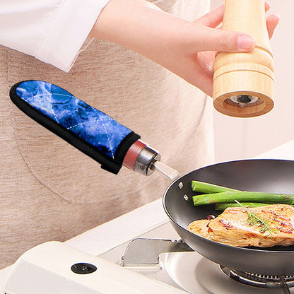 Blue Sapphire Marble Print Skillet Handle Cover