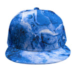 Blue Sapphire Marble Print Snapback Cap