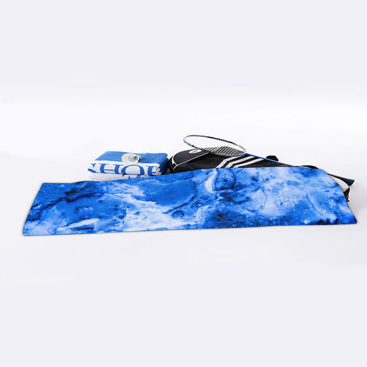 Blue Sapphire Marble Print Sports Towel