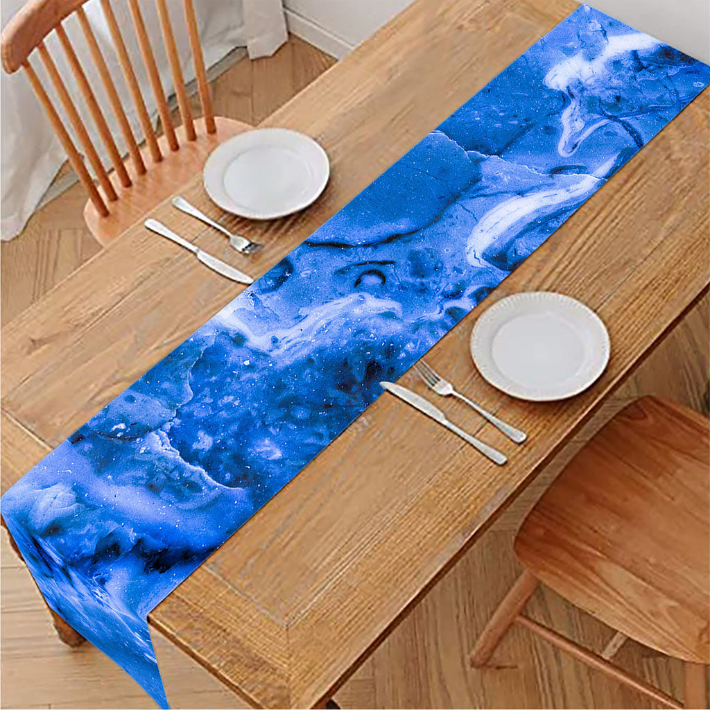 Blue Sapphire Marble Print Table Runner