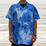 Blue Sapphire Marble Print Textured Short Sleeve Shirt