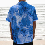 Blue Sapphire Marble Print Textured Short Sleeve Shirt