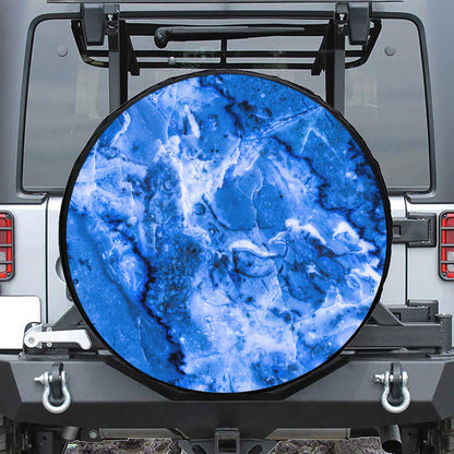 Blue Sapphire Marble Print Tire Cover