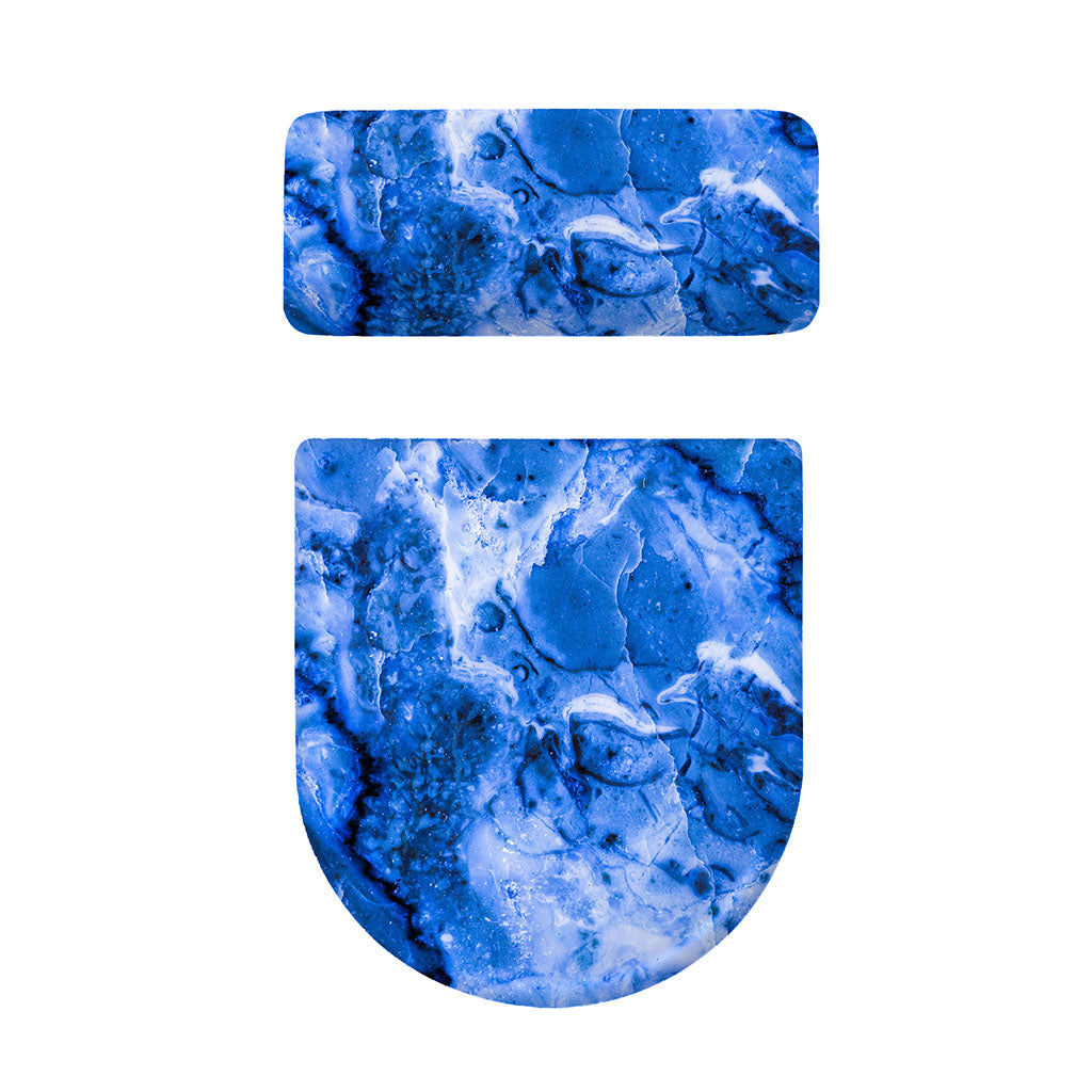 Blue Sapphire Marble Print Toilet Lid And Tank Cover Set