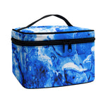 Blue Sapphire Marble Print Travel Makeup Bag