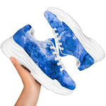 Blue Sapphire Marble Print White Chunky Shoes