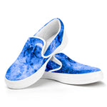 Blue Sapphire Marble Print White Slip On Sneakers