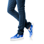 Blue Sapphire Marble Print White Slip On Sneakers