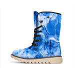 Blue Sapphire Marble Print Winter Boots