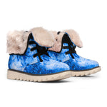 Blue Sapphire Marble Print Winter Boots