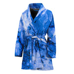 Blue Sapphire Marble Print Women's Bathrobe