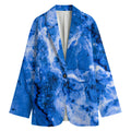 Blue Sapphire Marble Print Women's Cotton Blazer