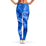 Blue Sapphire Marble Print Women's Leggings