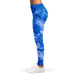 Blue Sapphire Marble Print Women's Leggings