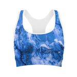 Blue Sapphire Marble Print Women's Sports Bra