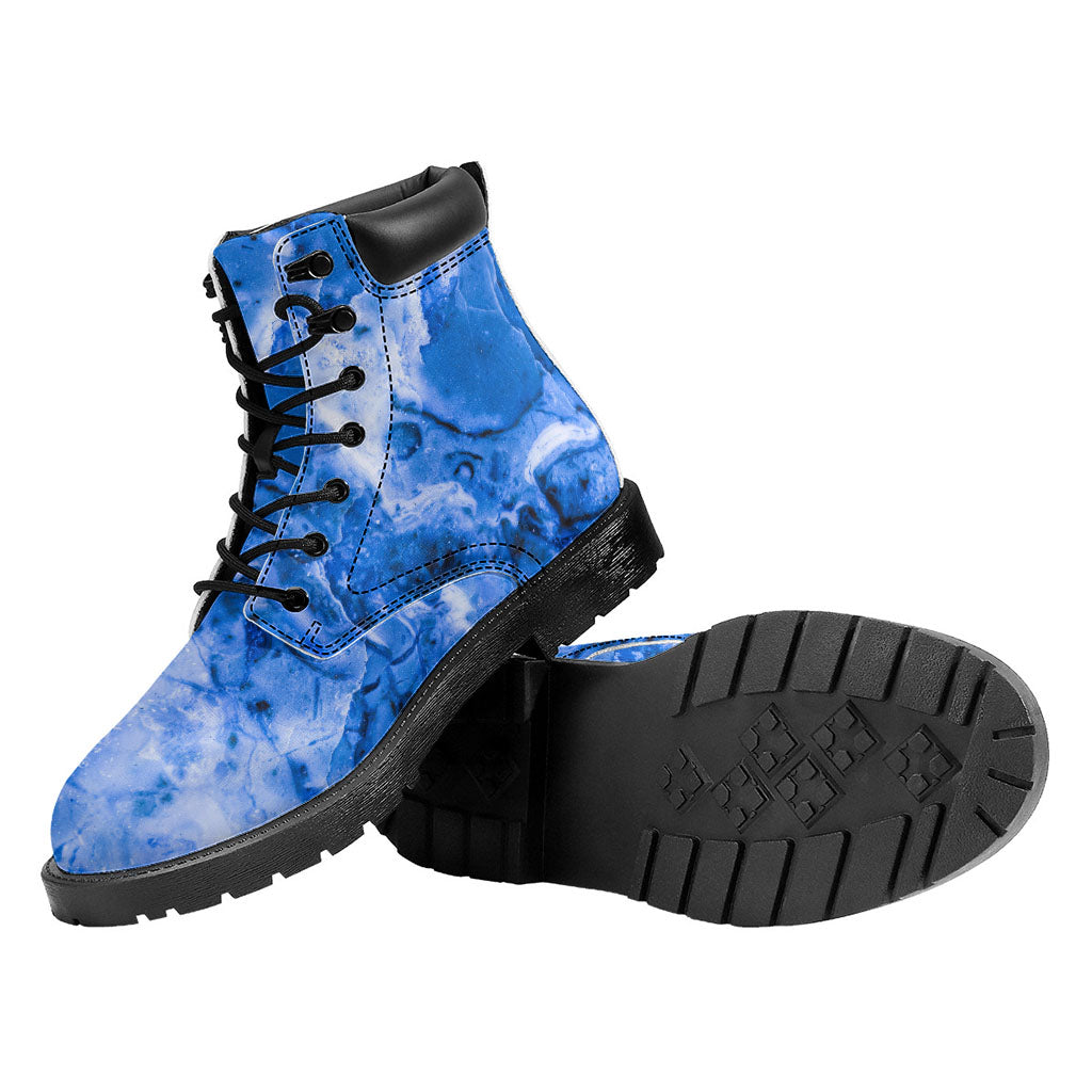 Blue Sapphire Marble Print Work Boots