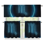Blue Scorpio Zodiac Sign Print 3 Piece Kitchen Curtains
