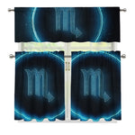 Blue Scorpio Zodiac Sign Print 3 Piece Kitchen Curtains