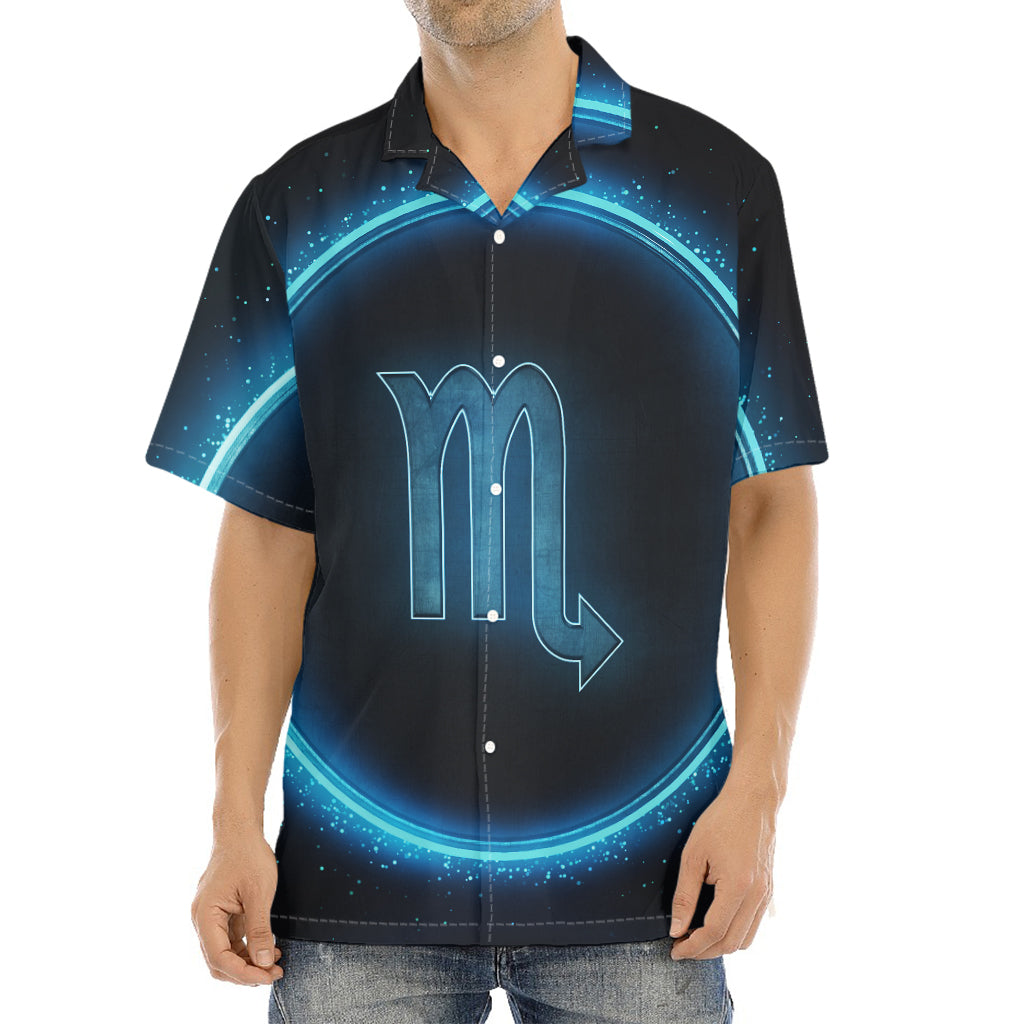Blue Scorpio Zodiac Sign Print Aloha Shirt