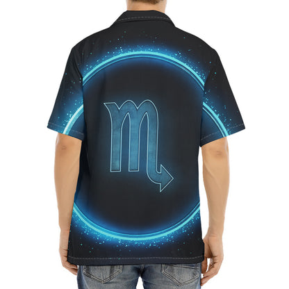 Blue Scorpio Zodiac Sign Print Aloha Shirt