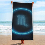 Blue Scorpio Zodiac Sign Print Beach Towel