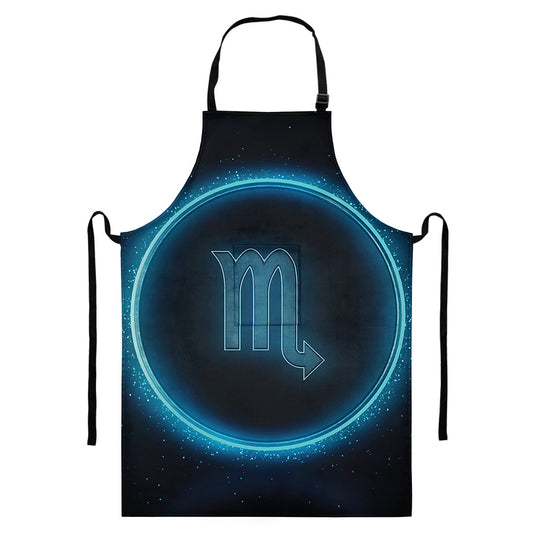 Blue Scorpio Zodiac Sign Print Bib Apron With Pocket