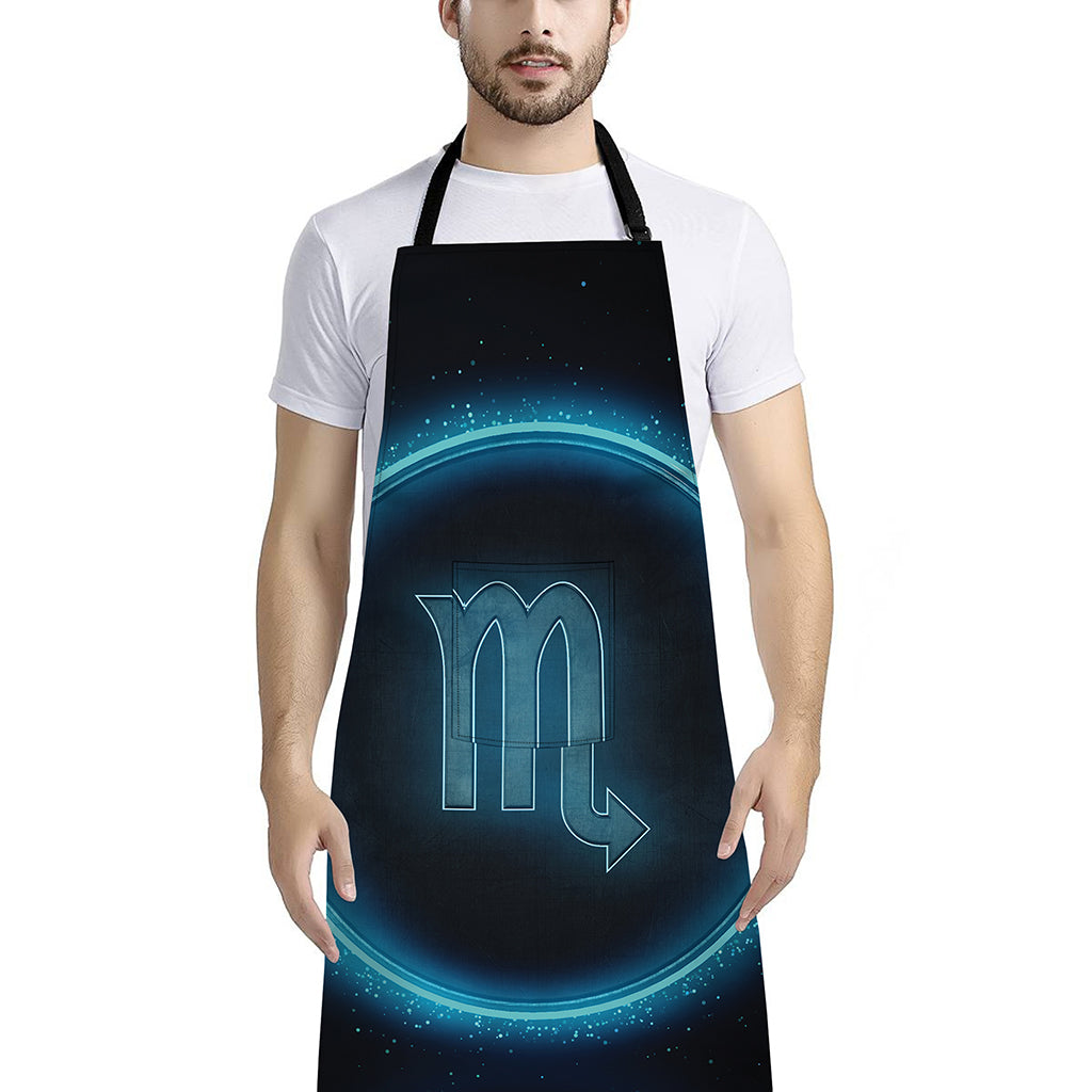 Blue Scorpio Zodiac Sign Print Bib Apron With Pocket