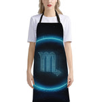 Blue Scorpio Zodiac Sign Print Bib Apron With Pocket