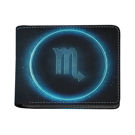 Blue Scorpio Zodiac Sign Print Bifold Wallet