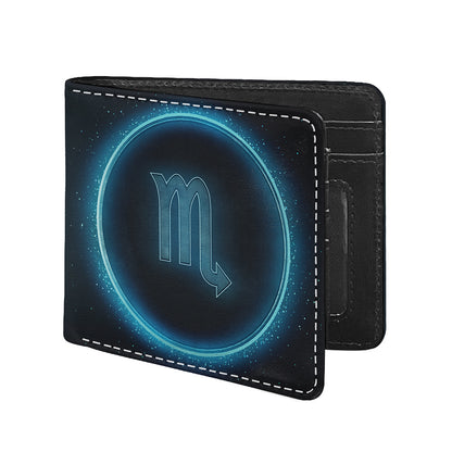 Blue Scorpio Zodiac Sign Print Bifold Wallet