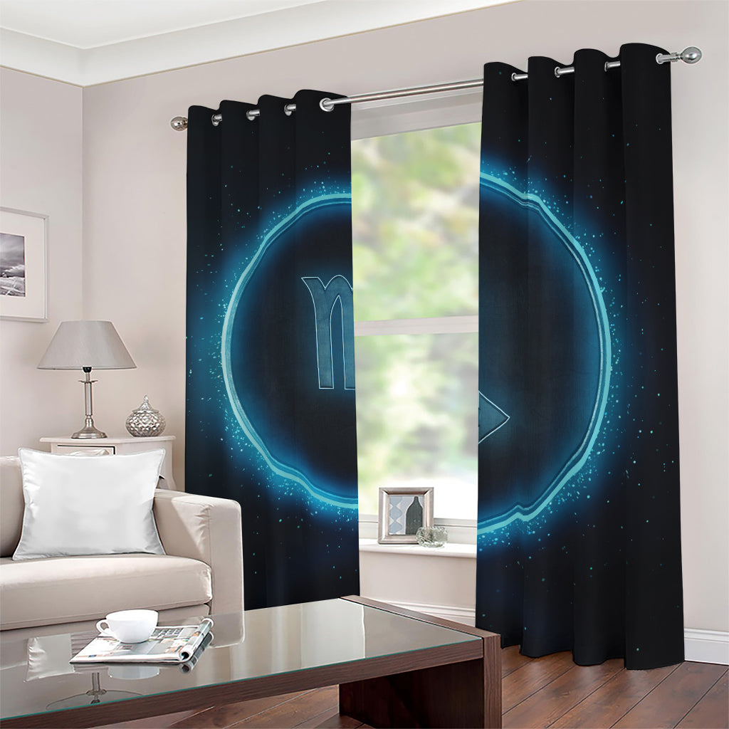 Blue Scorpio Zodiac Sign Print Blackout Grommet Curtains