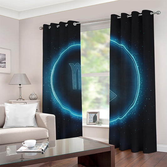 Blue Scorpio Zodiac Sign Print Blackout Grommet Curtains
