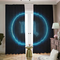 Blue Scorpio Zodiac Sign Print Dimout Pencil Pleat Curtains