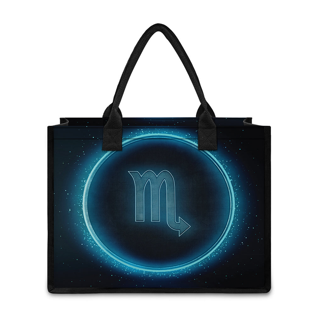 Blue Scorpio Zodiac Sign Print Canvas Tote Bag