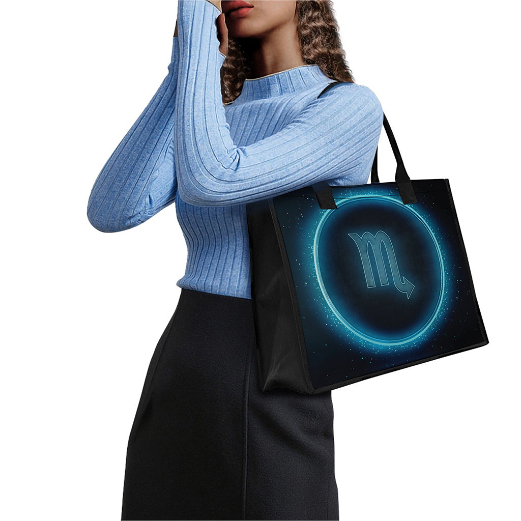 Blue Scorpio Zodiac Sign Print Canvas Tote Bag