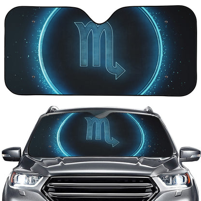 Blue Scorpio Zodiac Sign Print Car Windshield Sun Shade